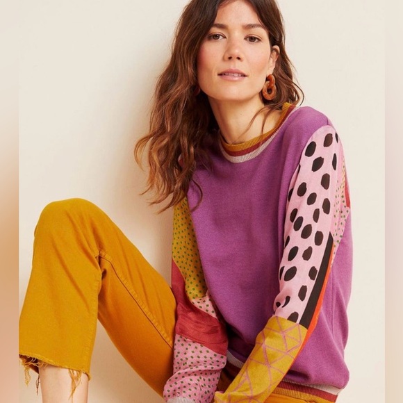 Anthropologie Sweaters - Anthropologie Bl-nk Jessica Sweater Assorted Sheer Sleeves Size M (est.)